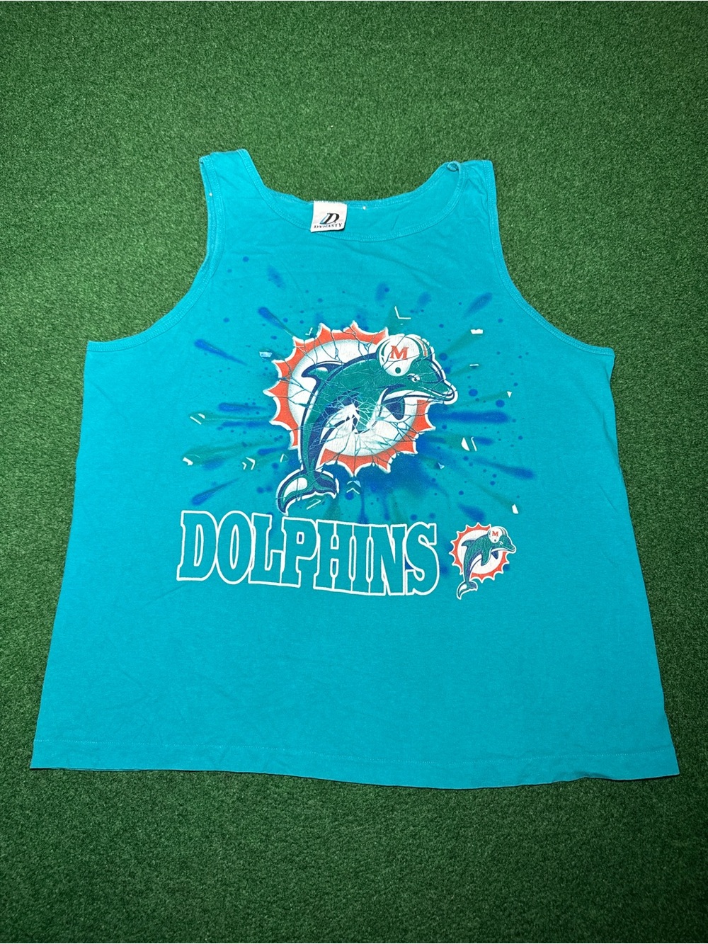 Vintage 90s Miami Dolphins Tank Top T-shirt, NFL Football Shatter (XL)